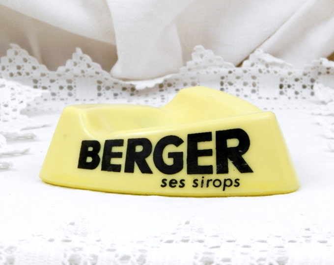 Vintage Mid Century Berger Opalex Yellow Glass Ashtray, Retro Decor, Vintage Home, Interior, European, Man Cave , Tobacciana