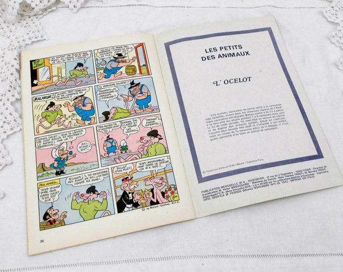 Vintage French 1975 Pink Panther Comic Magazine, Graphic Novel, Collection, Super Hero, Man Cave, Retro, France, Comic Book, Library, Child