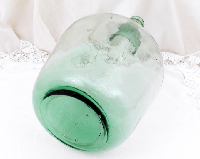 Vintage 4 Liters / 1.05 Gallons Liters French Green Glass Demijohn, French Country Decor, Rustic, Dame Jeanne, Vase, Shabby, Chic, Chateau