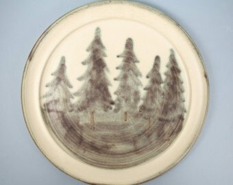 Vintage Ceramic / Pottery / Stoneware Plate, Tree Design, Hart's Stoneware 1996 Jeff Hart 10.8 Inches