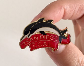 Vintage Lapel Pin or Hat Pin - San Diego California with Dolphins