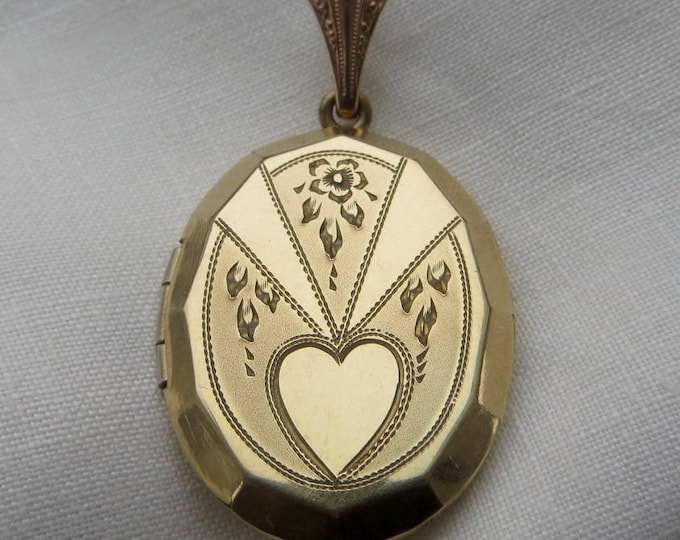 Antique Art Nouveau Locket, Gold Filled Heart Locket, Vintage Art Nouveau Pendant, Gift For Mom