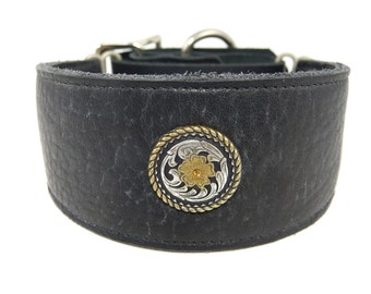 Soft Black Adjustable leather martingale collar