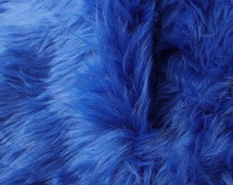 Royal Blue 60" Wide Shag Fur Fabric by the yard, Soft Fake Fur Fabric, Newborn Fur, Faux fur Coat, Vest, Throws,Pillows - 1 Yard Style 5002