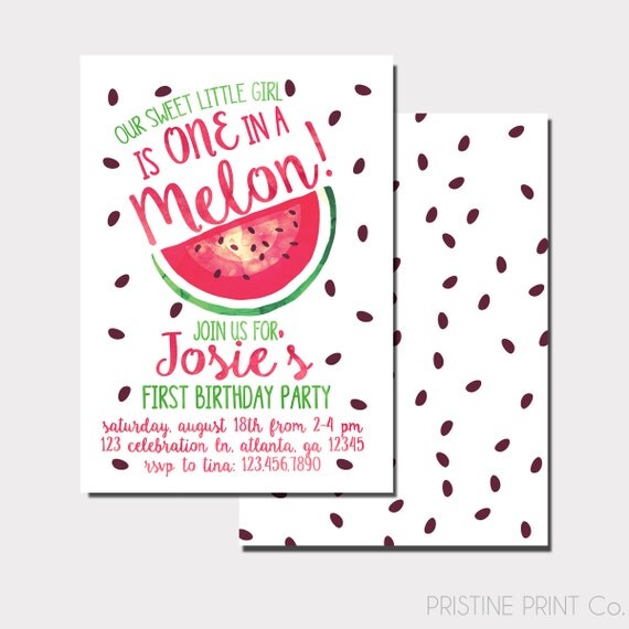 Download Watermelon Birthday Invitation One In A Melon First