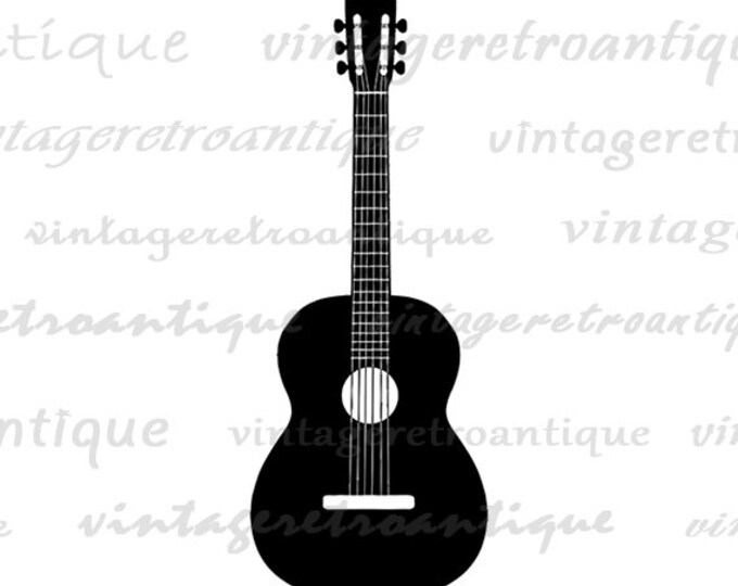 Acoustic Guitar Digital Printable Download Illustration Image Graphic Antique Clip Art Jpg Png Eps HQ 300dpi No.3307