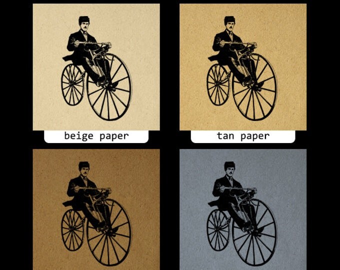 Printable Image Antique Bicyclist Bicycle Rider Velocipedes Graphic Download Digital Vintage Clip Art Jpg Png Eps HQ 300dpi No.2981