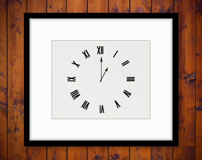 Clock Face with Hands Printable Graphic Download Image Digital Illustration Vintage Clip Art Jpg Png Eps HQ 300dpi No.2111