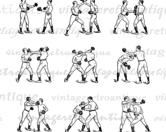 Boxers Collage Sheet Printable Image Graphic Boxing Download Digital Vintage Clip Art Jpg Png Eps HQ 300dpi No.4109