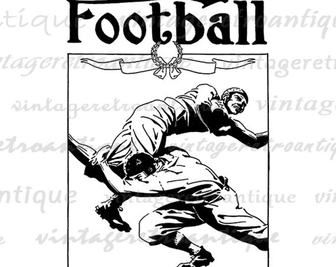 Digital Image Antique Football Artwork Printable Football Graphic Download Jpg Png Eps HQ 300dpi No.4199