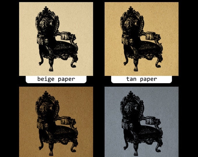 Digital Printable Antique Chair Graphic Illustration Image Download Vintage Clip Art Jpg Png Eps HQ 300dpi No.1597