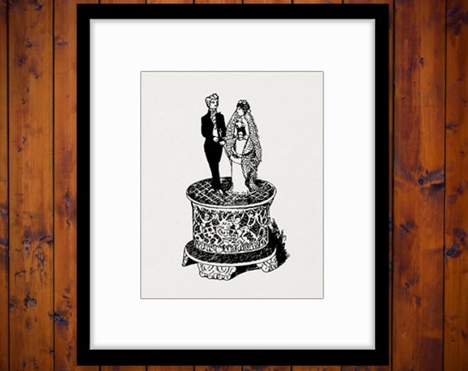 Printable Graphic Bride and Groom Wedding Download Illustration Image Digital Vintage Clip Art Jpg Png Eps HQ 300dpi No.3492