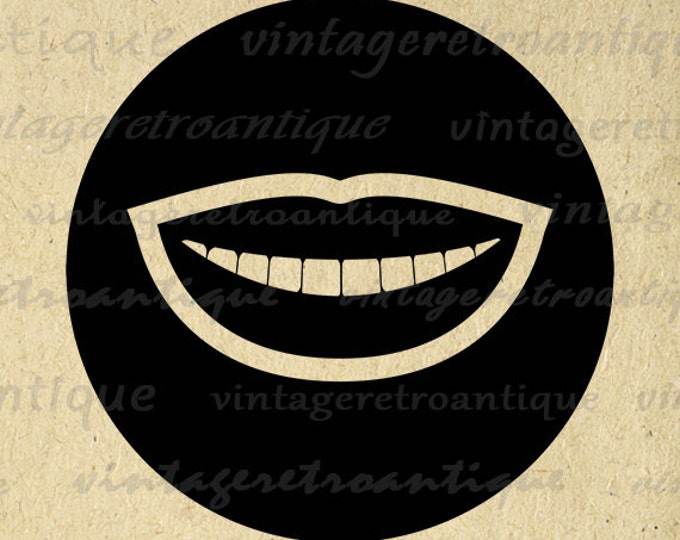 Printable Image Smiling Mouth Graphic Smile Icon Digital Download Antique Clip Art Jpg Png Eps HQ 300dpi No.4417