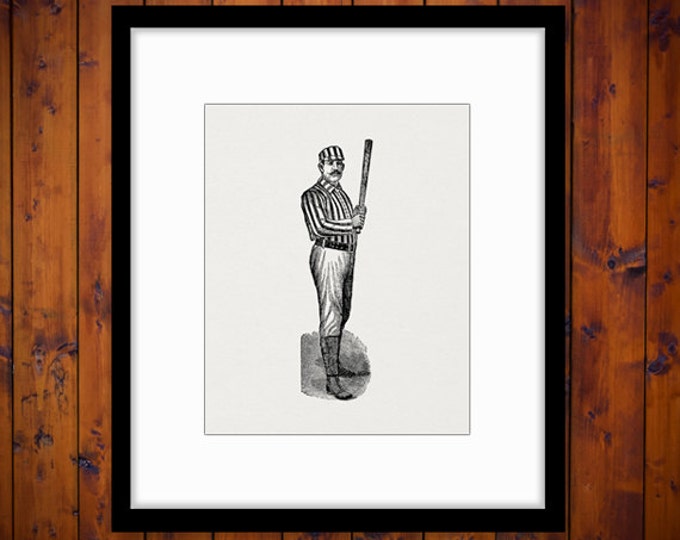 Printable Image Antique Baseball Download Baseball Player Graphic Sports Digital Vintage Clip Art for Transfers etc HQ 300dpi No.4099