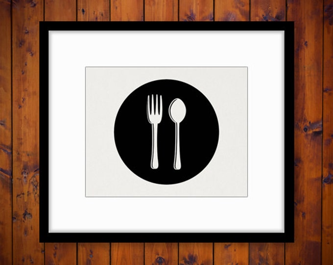 Digital Printable Fork and Spoon Graphic Silverware Download Food Kitchen Restaurant Image Antique Clip Art Jpg Png HQ 300dpi No.4536