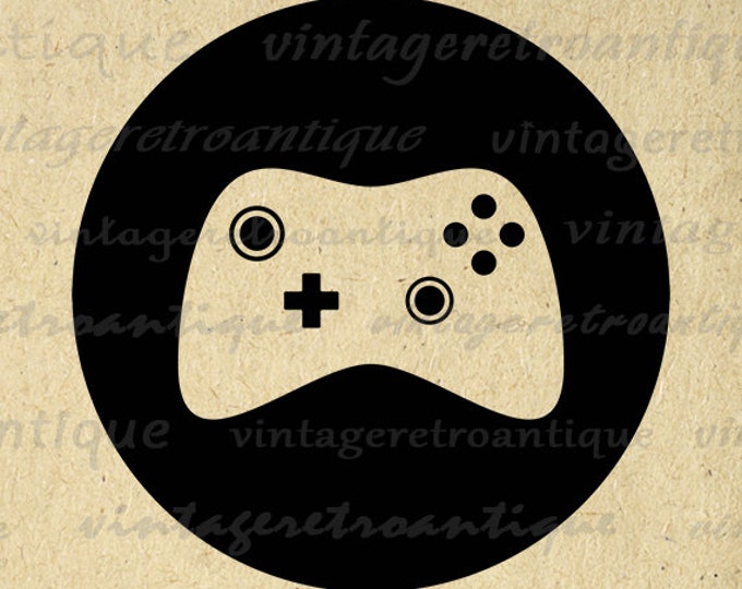 Digital Printable Video Game Icon Image Gamepad Controller Graphic Download Antique Clip Art Jpg Png Eps HQ 300dpi No.4520