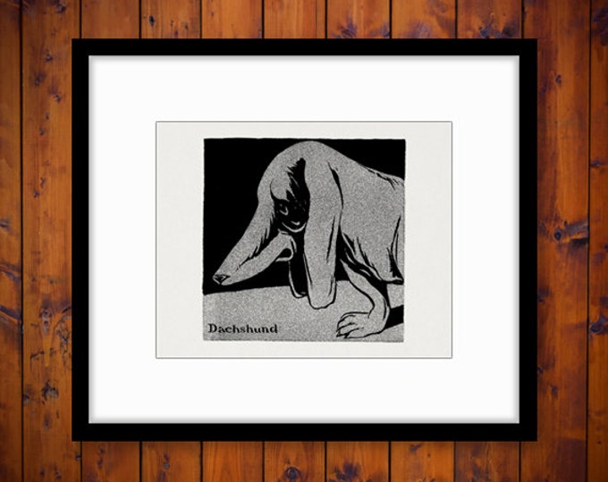 Digital Dachshund Wiener Dog Graphic Printable Image Download Artwork Antique Clip Art Jpg Png Eps HQ 300dpi No.1993