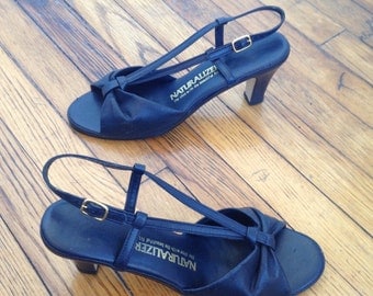 1980s Peep Toe Strappy Heels, Size 7.5 N