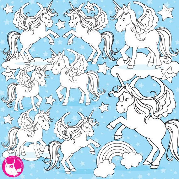 Unicorn digital stamp commercial use, vector graphics, digital stamp - DS775 Il_570xn