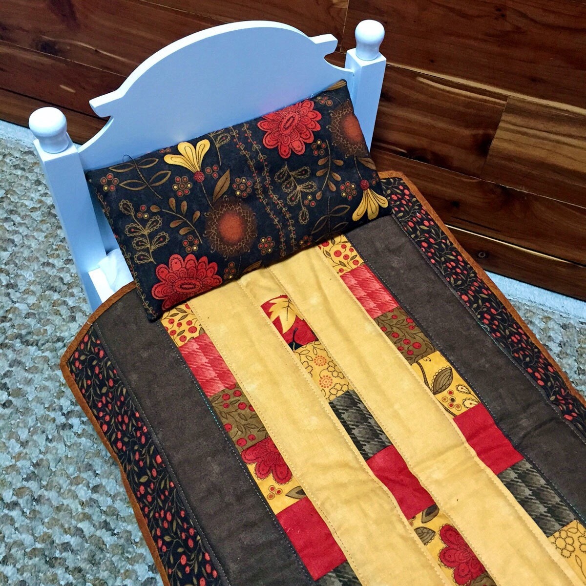 Patchwork Doll Quilt for 18 inch doll like by MulberryPatchQuilts