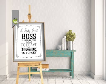 Boss appreciation day, Boss week, boss card, boss gift, thank you boss, mentor, leader, Typographic, printable, retirement leaving gift