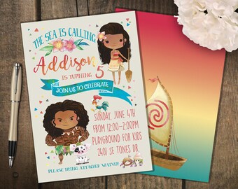 Moana Invitation // Moana Digital Invitation // Disney Moana Printable Invitation // Moana Party