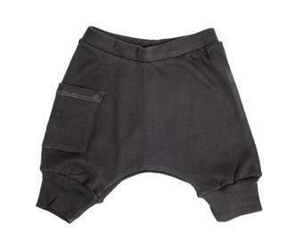 Baby Clothes - Baby Boy Clothes <<8 Days Delivery To US>> Organic Baby Clothes, Baby Shorts, Baby Boy Shorts, Baby Harem Shorts -Coal Gray