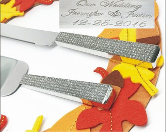 Personalized Wedding Cake Knife and Server Set - Custom Engraved elegant Silver Cake Knife and Server Set-Free Engraving-Engagement gift-956