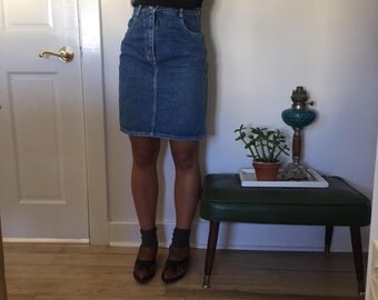 High Waisted Pencil Jean Skirt