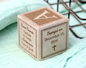 NEW // Baptism Gift Wooden Block // Custom, Personalized Religious, Catholic, Christian Baby Dedication Gift