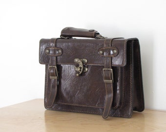 Vintage Dark Brown Leather Tooled Purse