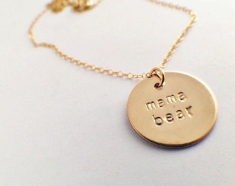 Gold Filled Mama Bear necklace