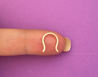 Septum Retainer 18 gauge, 7mm, Rounded Staple with Flare, 8mm long in Rose Gold Filled, Gold filled, Sterling Silver, Solid 14k Gold