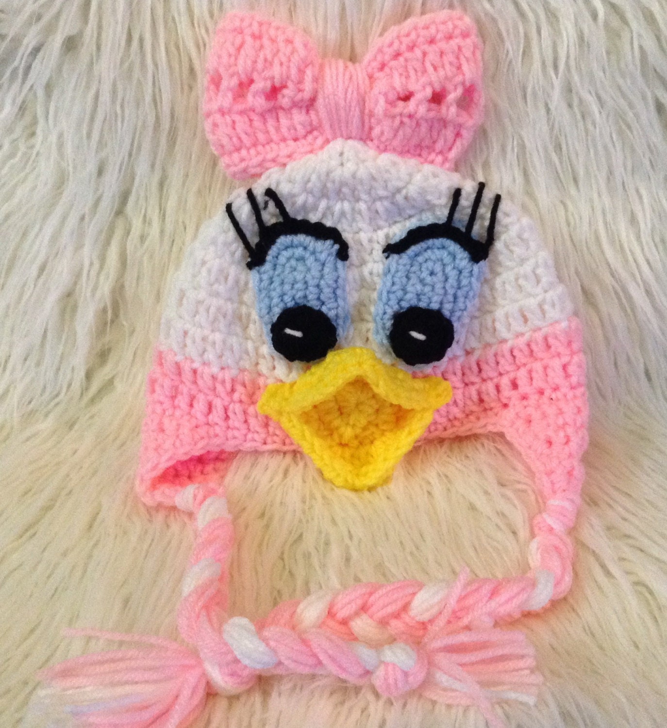 Crocheted Daisy Duck earflap hat daisy duck hat baby duck