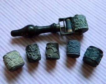 Beautiful Antique Embroidery Roller Stamps. Festonnier Fabric Embroidery Roller Embroidery Roller Stamp With 6 Stamps