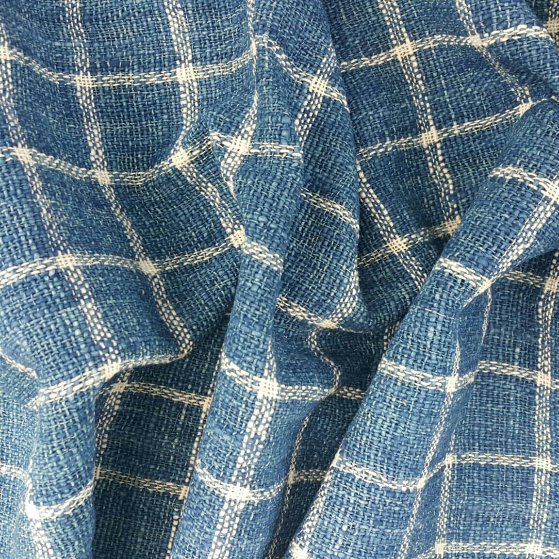hand woven natural indigo dyed cotton fabric by the meter (HTH21) from