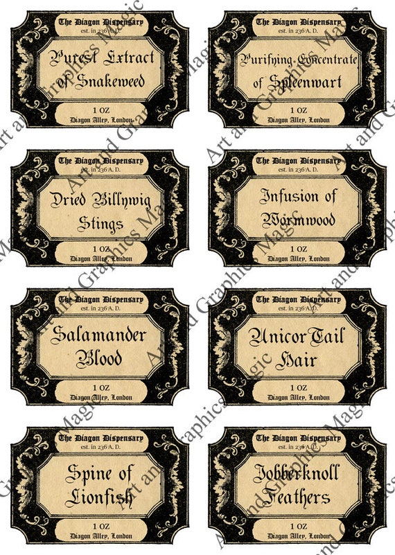 Harry Potter Set of big 21 printables, Harry Potter Food labels, wine ...