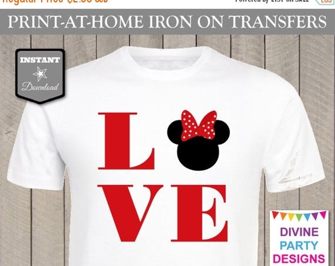 SALE INSTANT DOWNLOAD Print at Home Red Girl Mouse Love Printable Iron On Transfer / T-shirt / Trip / Item #2335