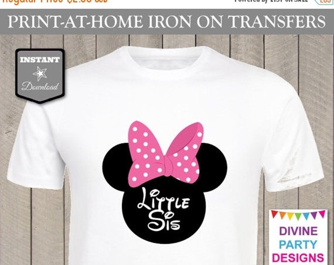 SALE INSTANT DOWNLOAD Print at Home Pink Minnie Lil Sis Printable Iron On Transfer / T-shirt / Family Trip / Party / Item #2383