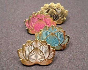 Lotus Flower Enamel Festival Hat Pin (Available in Pink, White, Black, Blue)
