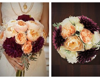 Replica Paper Bridal Bouquet - Match your bridal bouquet in paper. Paper Anniversary Gift! Handmade replica from photo. 8 - 10 - 12 inch