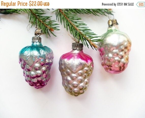  SALE  Vintage Christmas  ornaments  Set  of 3 by VintagePresents