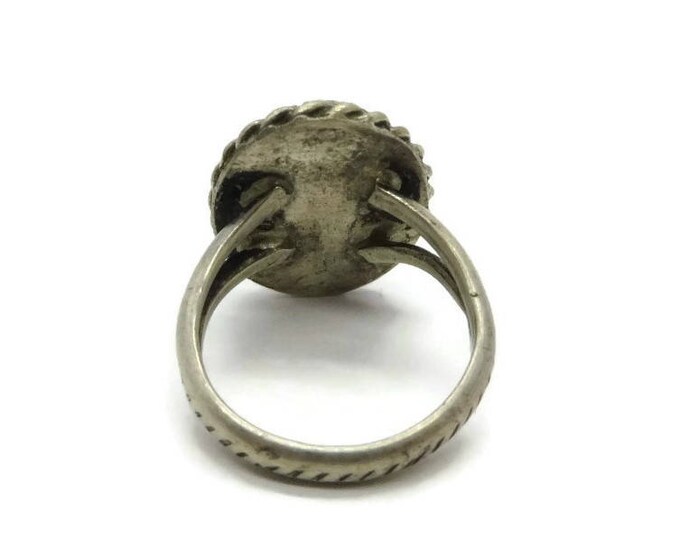 Navajo MOP Sterling Silver Ring, Vintage Signed Native American Braided Mother of Pearl Ring Size 5.5