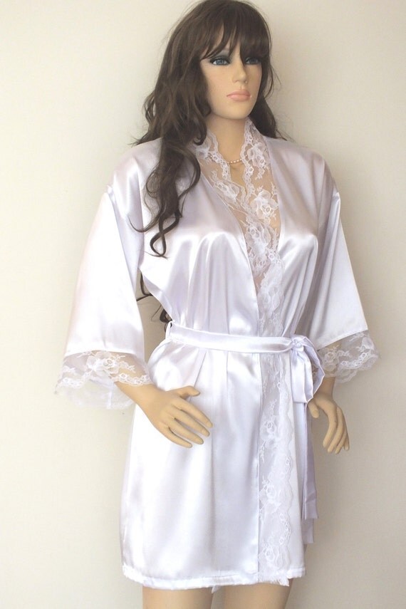 Black-Red-White-Ivory-Blue-Mauve robe with lace Bridal robe