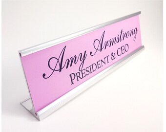 Personalized Desk Name plate nameplate Silver with Silver