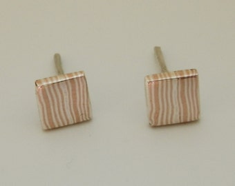 Mokume gane earrings, Square earrings