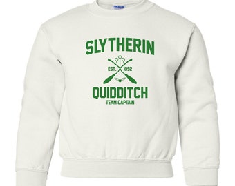 Harry Potter Sweatshirt Slytherin Sweatshirt Harry Potter Slytherin Quidditch Hogwarts Sweater Sweatshirt Crewneck Unisex Youth Kids