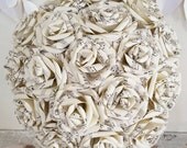 Paper Wedding Bouquet Origami rose bridal flowers sheet music song paper book notes hessian jute vintage classical theme alternative wedding