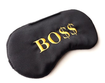 Handmade Boss Satin Sleep Mask Office Party Mask Blindfold Eye Mask Naughty Bachelorette Party Favors