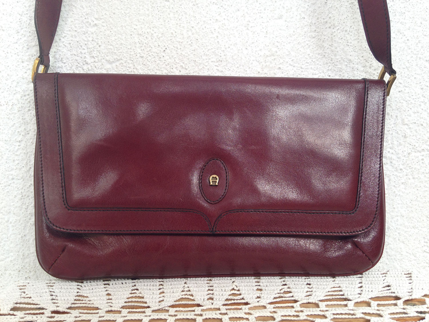 Maroon Leather Bag Etienne Aigner Hobo 70s 80s Organizer